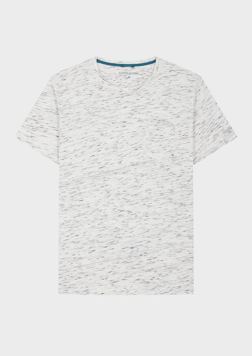 Tee-shirt manches courtes en coton mélangé col rond uni gris chiné - 1 - Father & Sons   - 6 