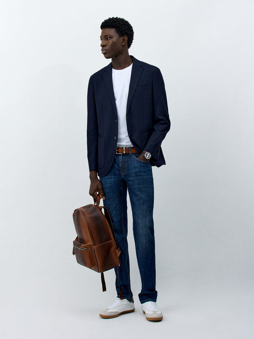 Veste Regular en laine mélangée bleu marine - Father & Sons   - 6 