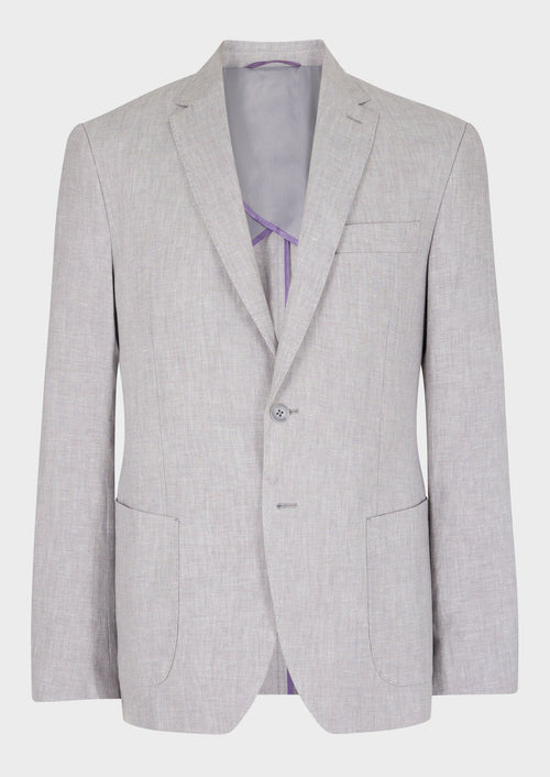 Veste coordonnable Regular en lin uni gris perle - Father & Sons   - 6 