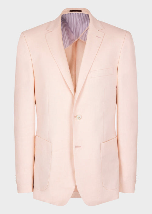 Veste coordonnable Regular en lin mélangé uni rose pâle - 1 - Father & Sons   - 9 