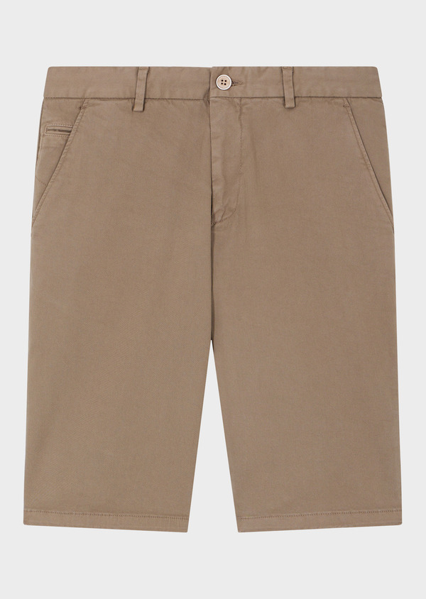 Bermuda en coton stretch uni taupe - Father and Sons 65306