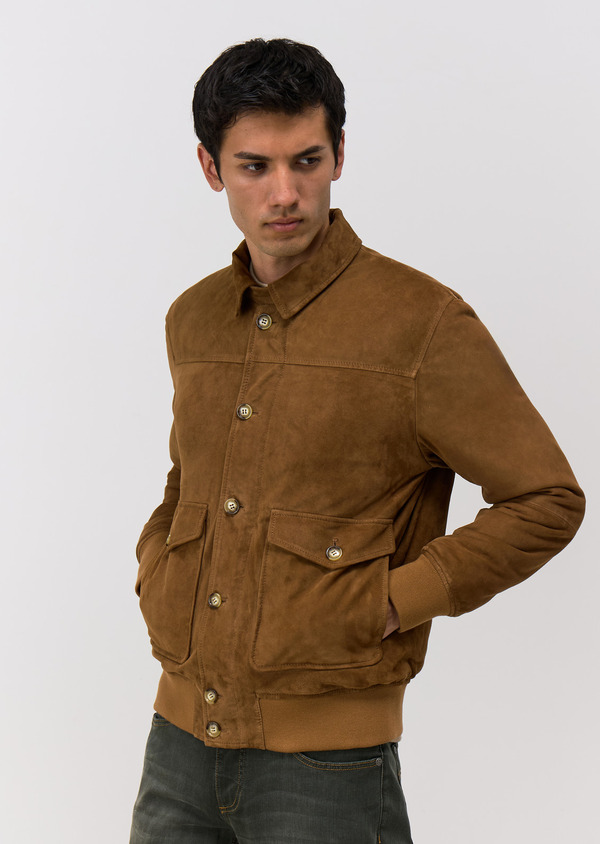 Blouson en cuir nubuck marron - Father and Sons 68891