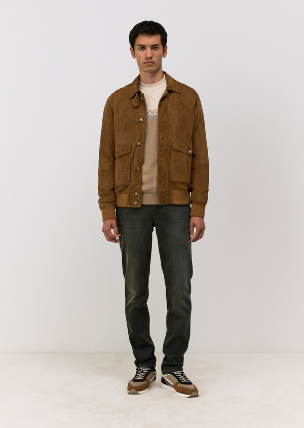 Blouson en cuir nubuck marron - Father and Sons 68892