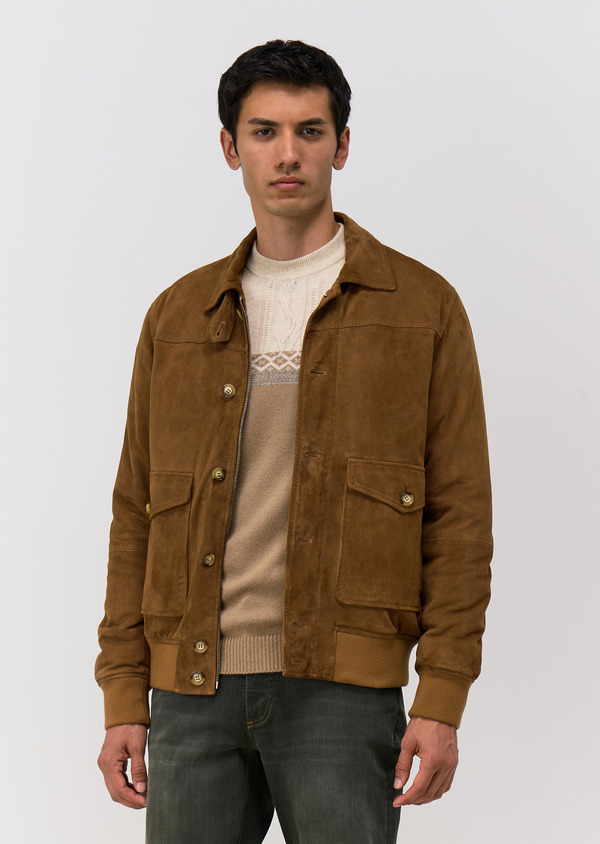 Blouson en cuir nubuck marron - Father and Sons 68888