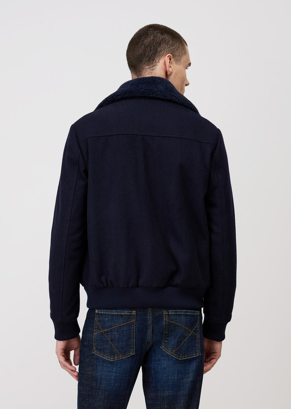 Blouson en laine mélangée bleu marine - Father and Sons 68483