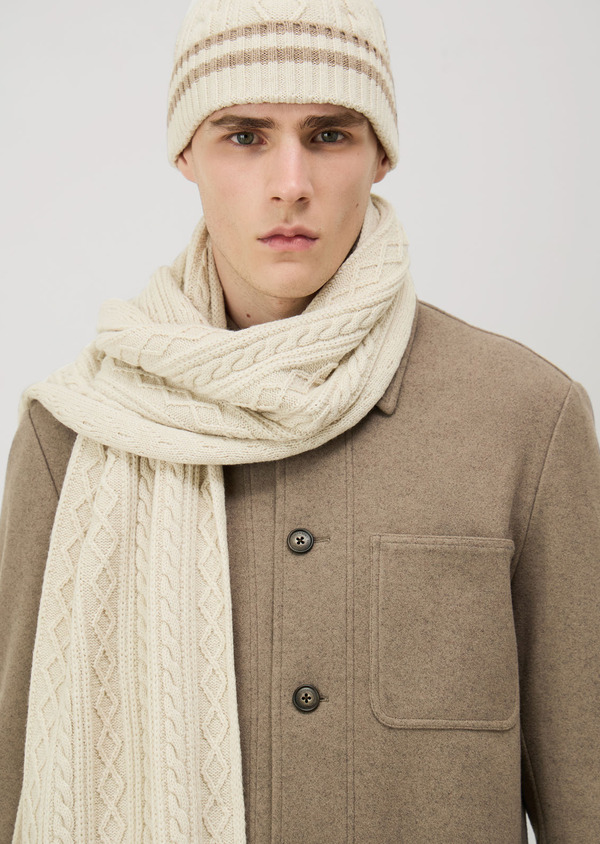 Bonnet en maille torsadée beige - Father and Sons 70585