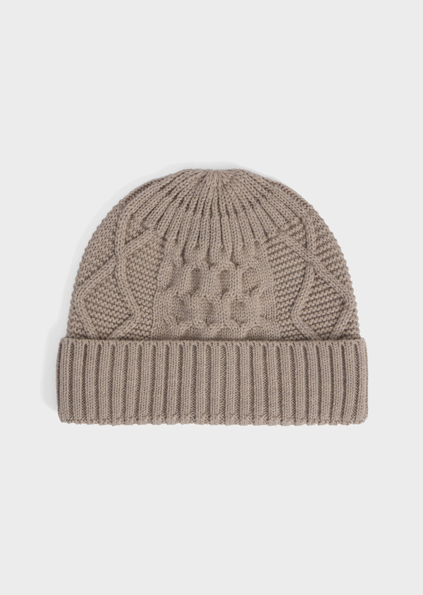 Bonnet en maille torsadée beige - Father and Sons 68160