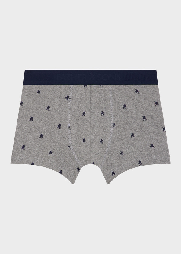 Boxer en coton stretch gris à motif bleu marine - Father and Sons 69623