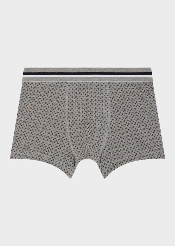 Boxer en coton stretch gris à motif vert et bleu - Father and Sons 69621