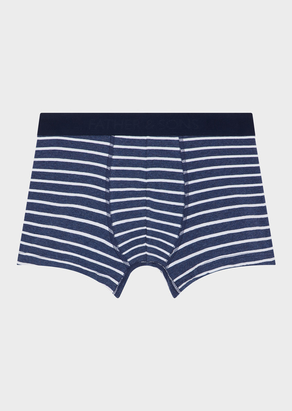 Boxer en coton stretch bleu indigo à rayures blanches - Father and Sons 69619