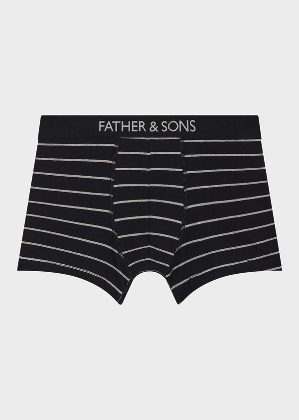 Boxer en coton stretch noir à rayures blanches - Father and Sons 69620