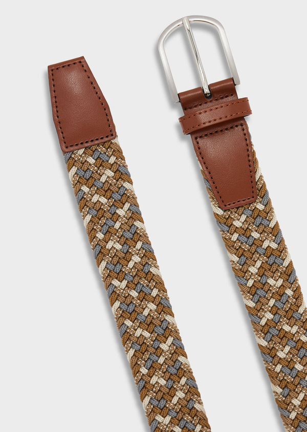 Ceinture tressée marron, gris et écru - Father and Sons 67978