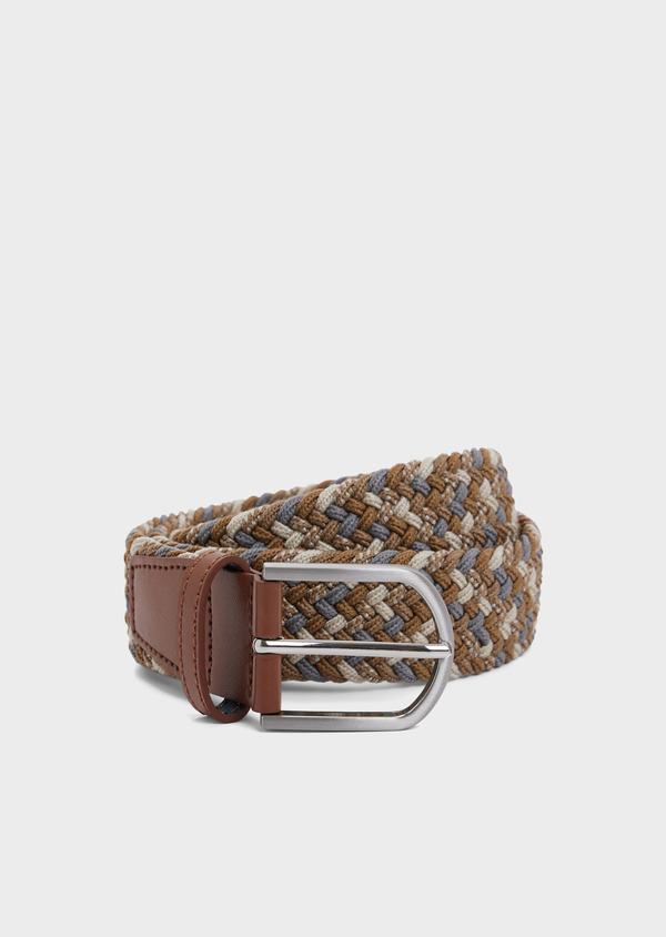 Ceinture tressée marron, gris et écru - Father and Sons 67977