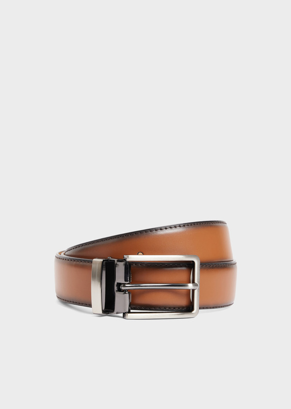 Ceinture ajustable en cuir lisse cognac - Father and Sons 65199