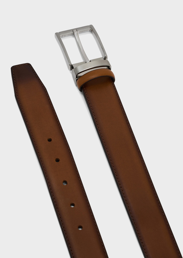 Ceinture ajustable en cuir lisse cognac - Father and Sons 69562