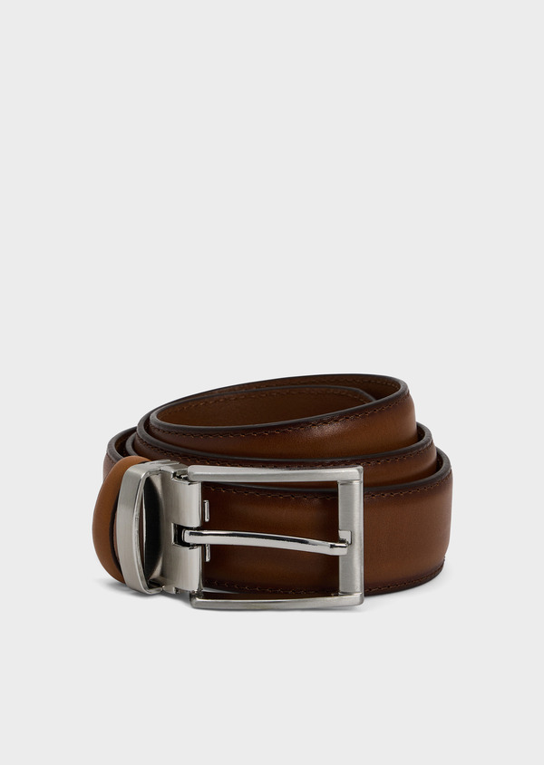 Ceinture ajustable en cuir lisse cognac - Father and Sons 69561