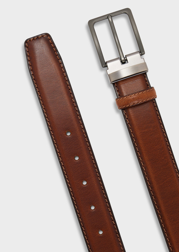 Ceinture ajustable en cuir lisse cognac - Father and Sons 68129