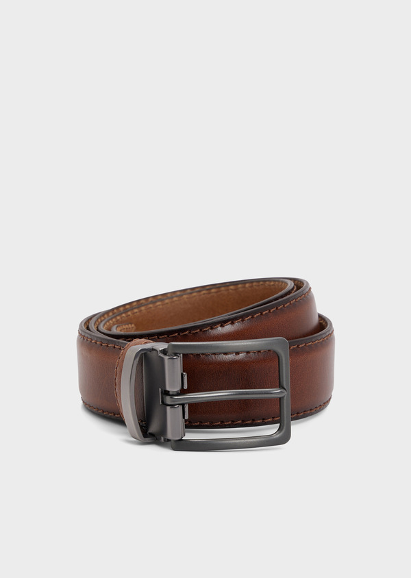 Ceinture ajustable en cuir lisse cognac - Father and Sons 68128