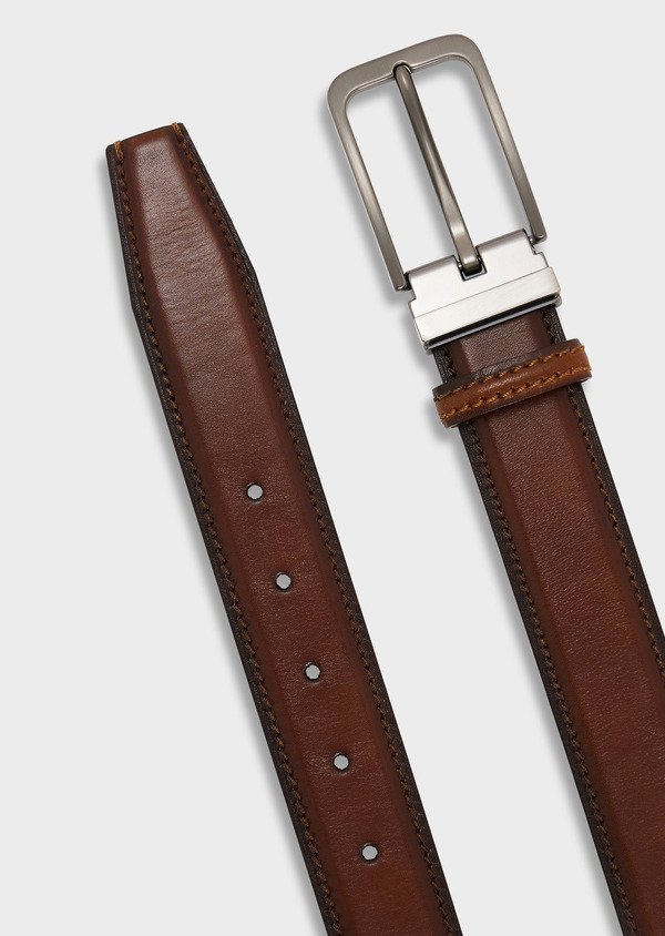 Ceinture ajustable en cuir lisse cognac - Father and Sons 68139