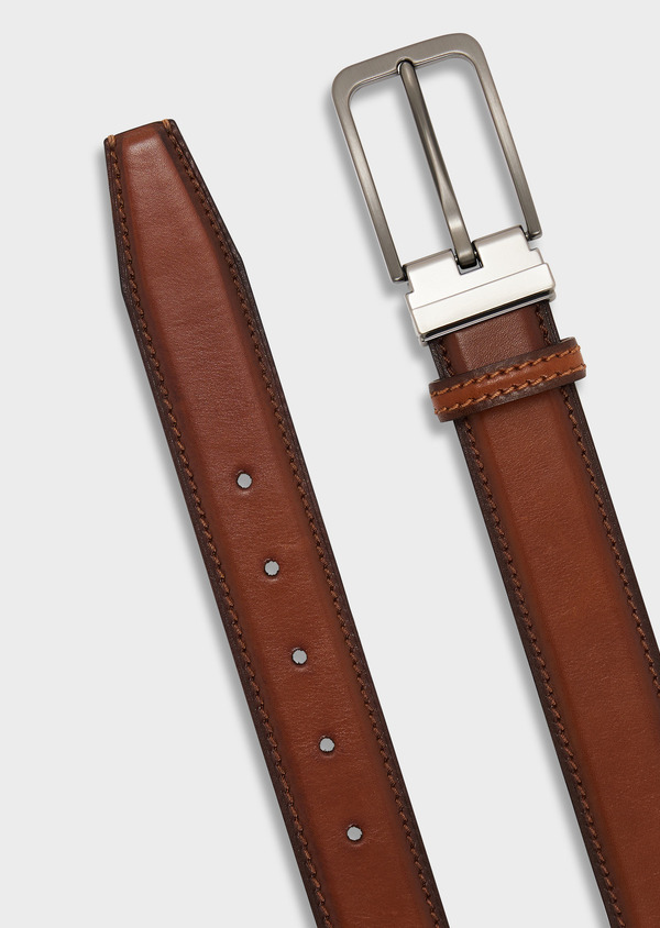 Ceinture ajustable en cuir lisse cognac - Father and Sons 68141