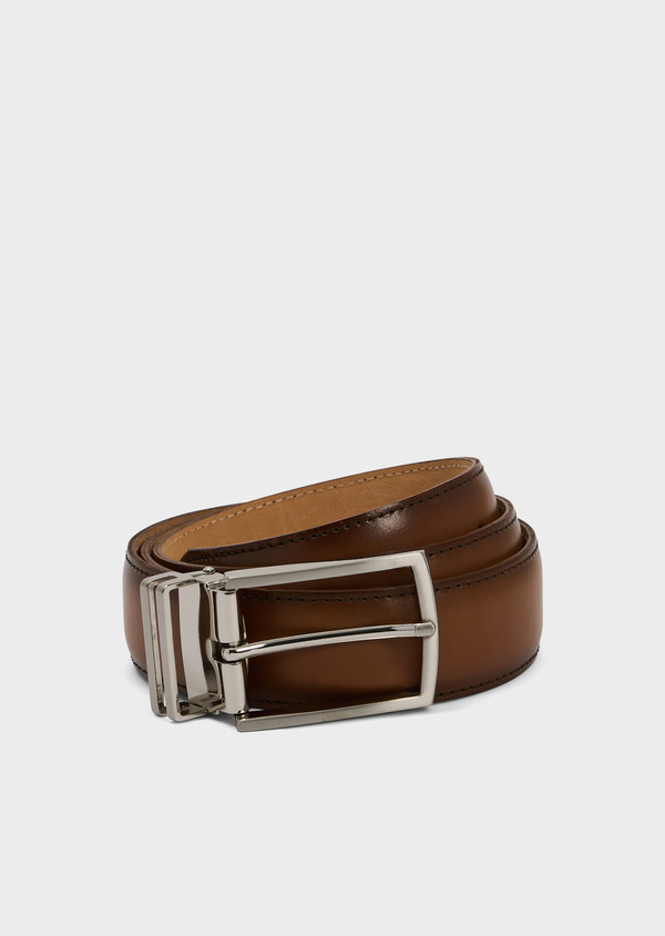 Ceinture ajustable en cuir lisse cognac - Father and Sons 69033