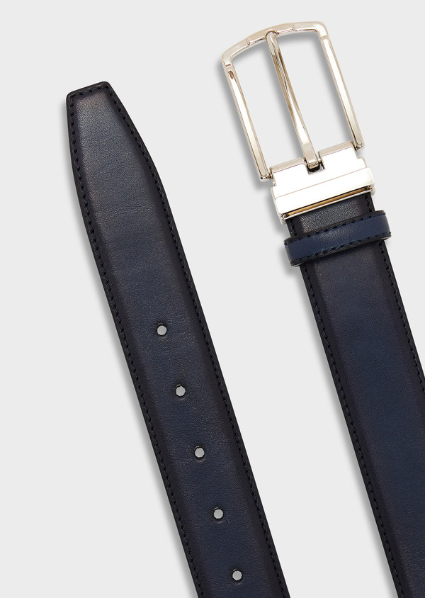 Ceinture ajustable en cuir lisse bleu marine - Father and Sons 68135