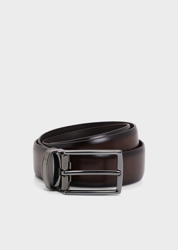 Ceinture ajustable en cuir lisse marron - Father and Sons 68130