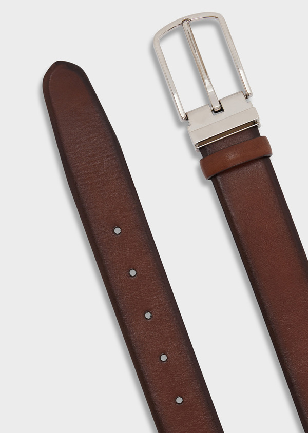 Ceinture ajustable en cuir lisse marron - Father and Sons 68137