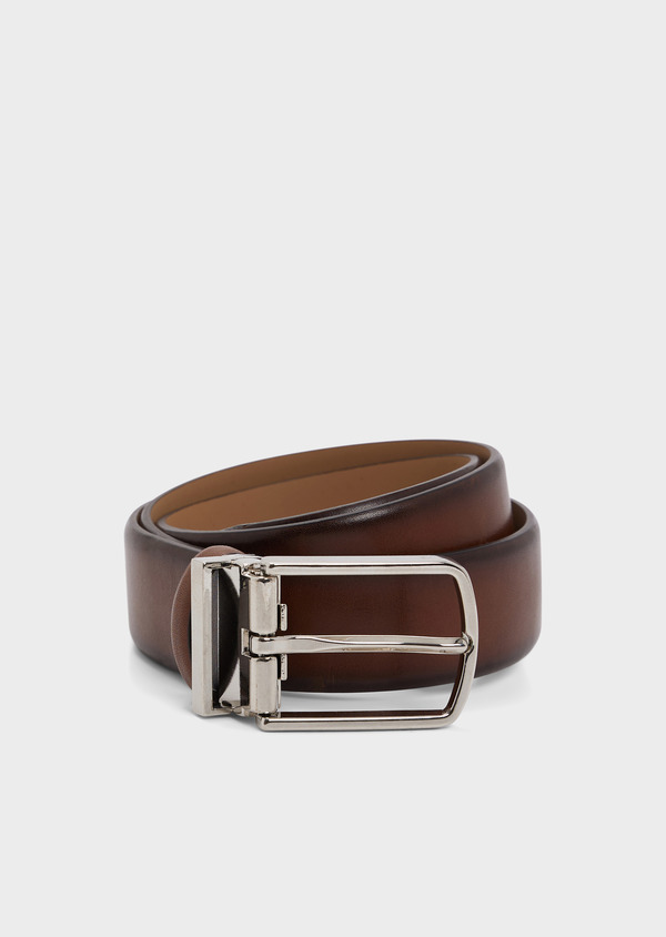 Ceinture ajustable en cuir lisse marron - Father and Sons 68136