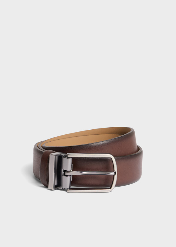 Ceinture ajustable en cuir lisse marron - Father and Sons 69624