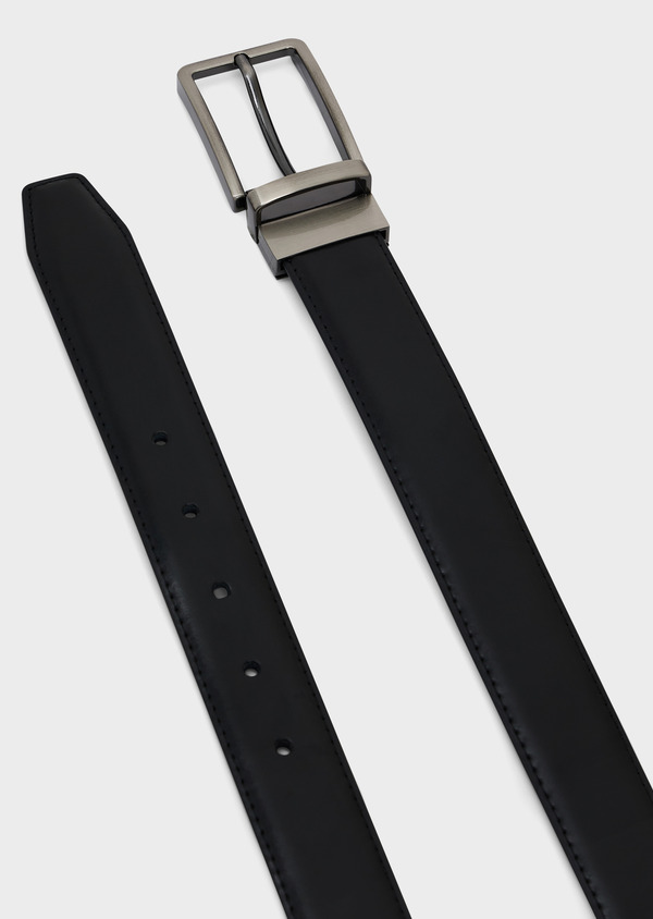 Ceinture ajustable et réversible en cuir lisse noir - Father and Sons 65255