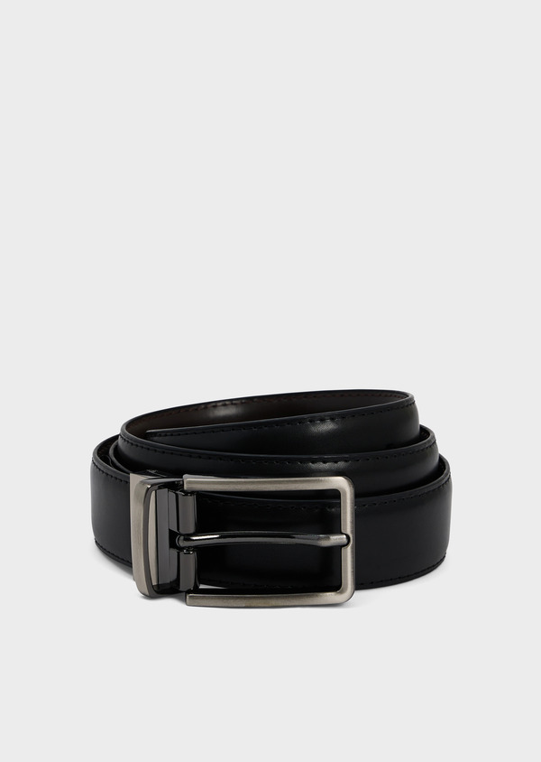 Ceinture ajustable et réversible en cuir lisse noir - Father and Sons 65254