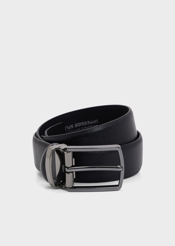 Ceinture ajustable en cuir lisse noir - Father and Sons 68124