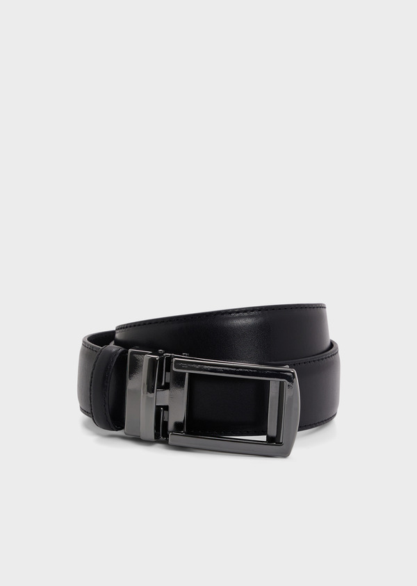 Ceinture ajustable en cuir lisse noir - Father and Sons 68132