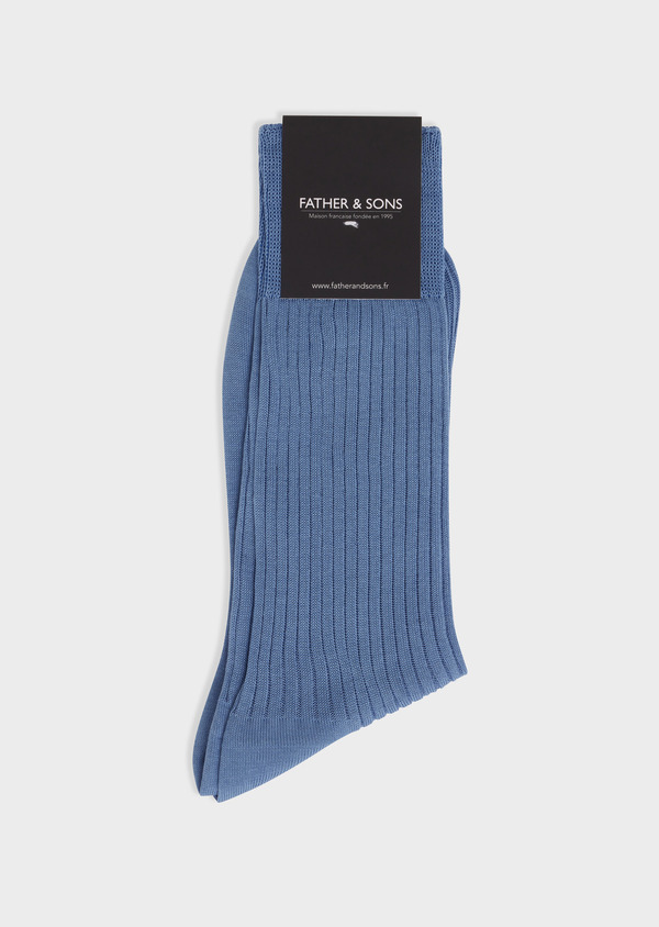 Chaussettes en coton fil d'Ecosse bleu azur - Father and Sons 68072