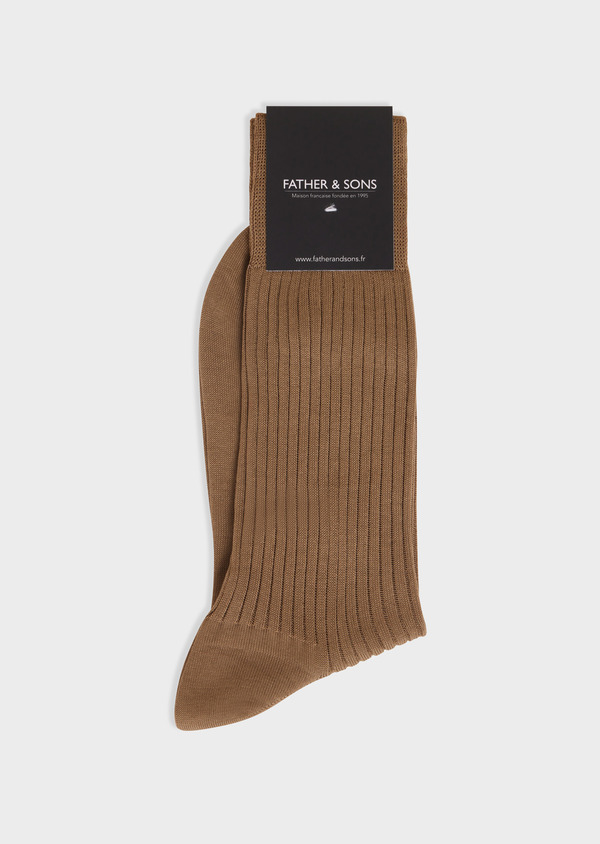 Chaussettes en coton fil d'Ecosse camel - Father and Sons 68070