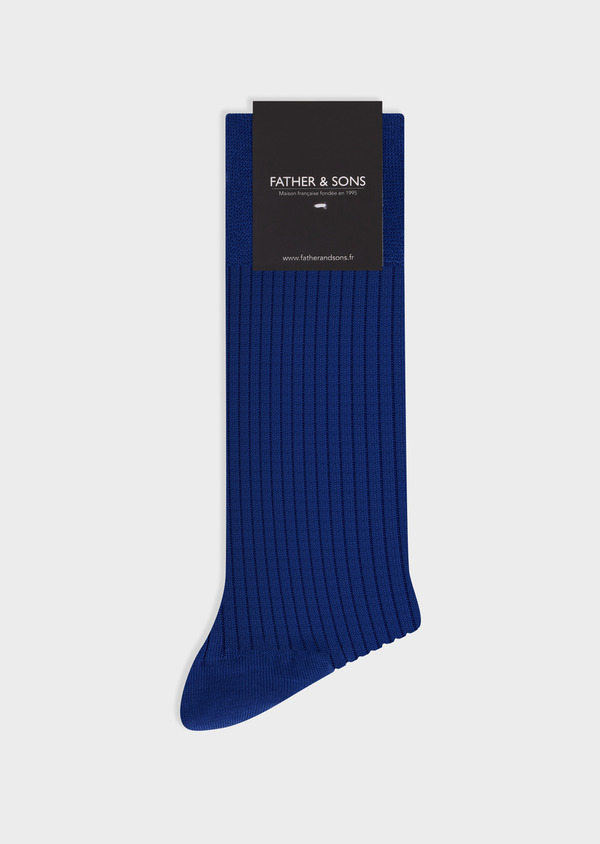 Chaussettes en coton fil d'Ecosse bleu cobalt - Father and Sons 68071