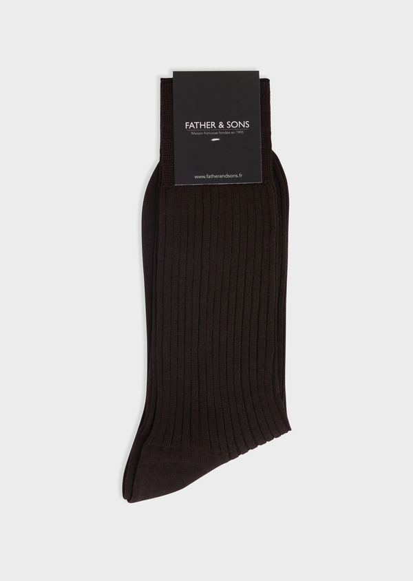 Chaussettes en coton fil d'Ecosse marron - Father and Sons 68069