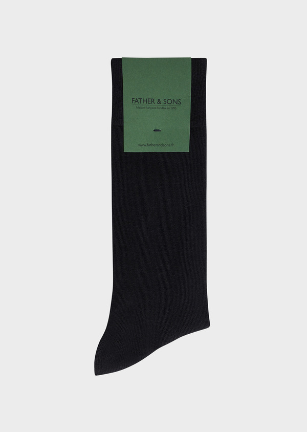 Chaussettes en coton mélangé uni noir - Father and Sons 69575