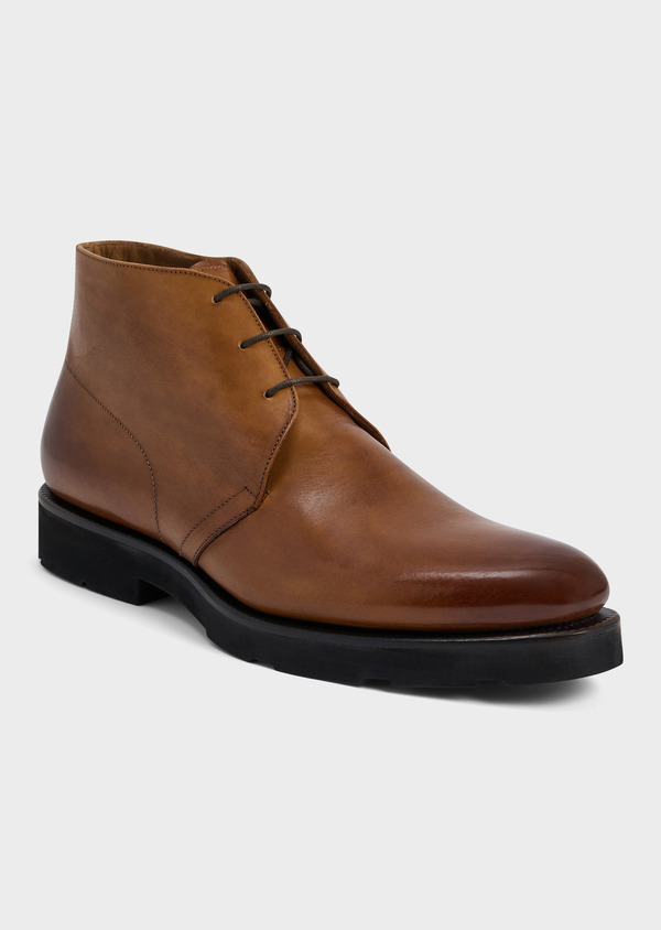 Boots en cuir lisse cognac - Father and Sons 68793