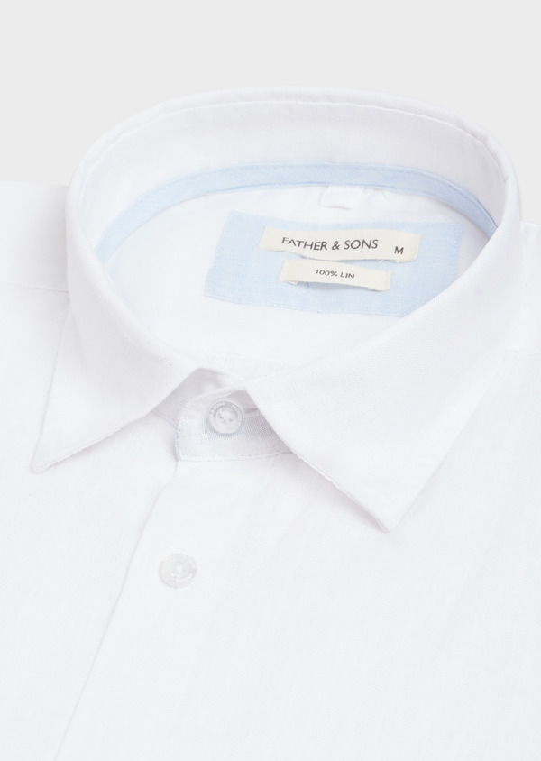 Chemise sport Slim en lin uni blanc - Father and Sons 65122