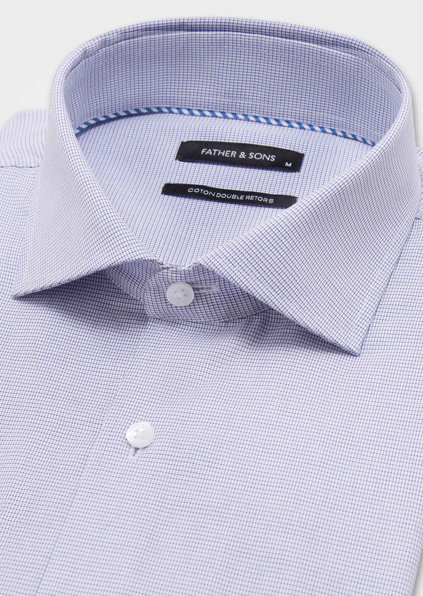 Chemise Regular en popeline de coton blanc à carreaux bleus - Father and Sons 67718