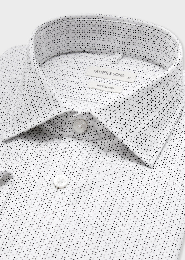 Chemise Regular en popeline de coton blanc à motif noir - Father and Sons 67936