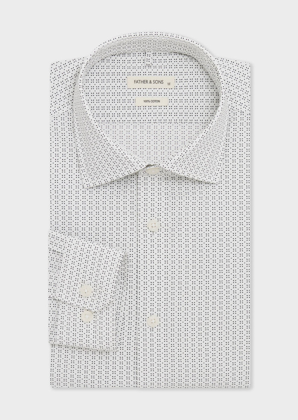 Chemise Regular en popeline de coton blanc à motif noir - Father and Sons 67935