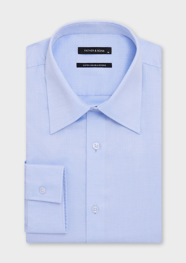 Chemise Regular en coton mélangé façonné bleu azur - Father and Sons 67729