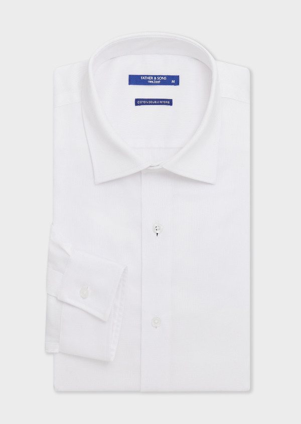 Chemise non-iron Regular en coton façonné blanc - Father and Sons 67759