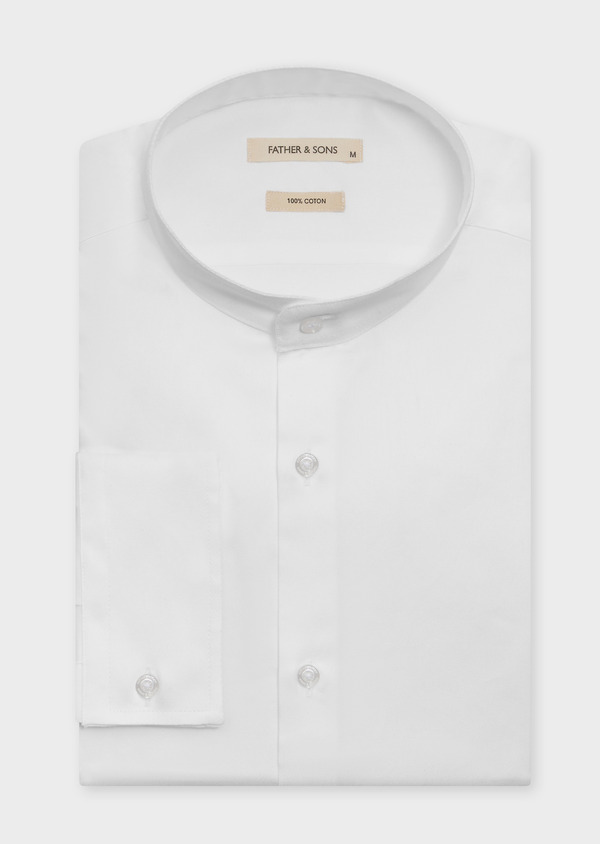 Chemise Regular en twill de coton blanc à col officier - Father and Sons 70707