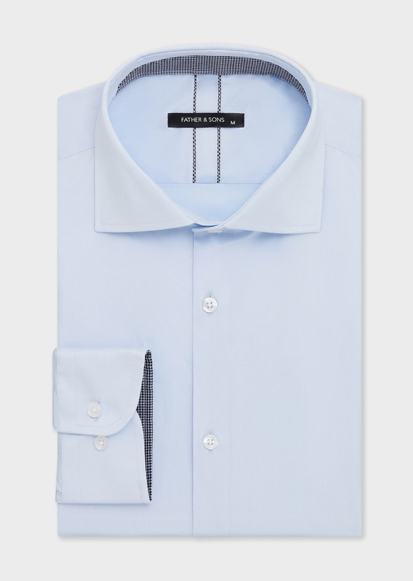 Chemise Regular en popeline de coton mélangé bleu pâle - Father and Sons 68031