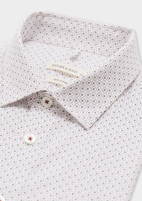 Chemise Slim en popeline de coton blanc à motif noir - Father and Sons 67918