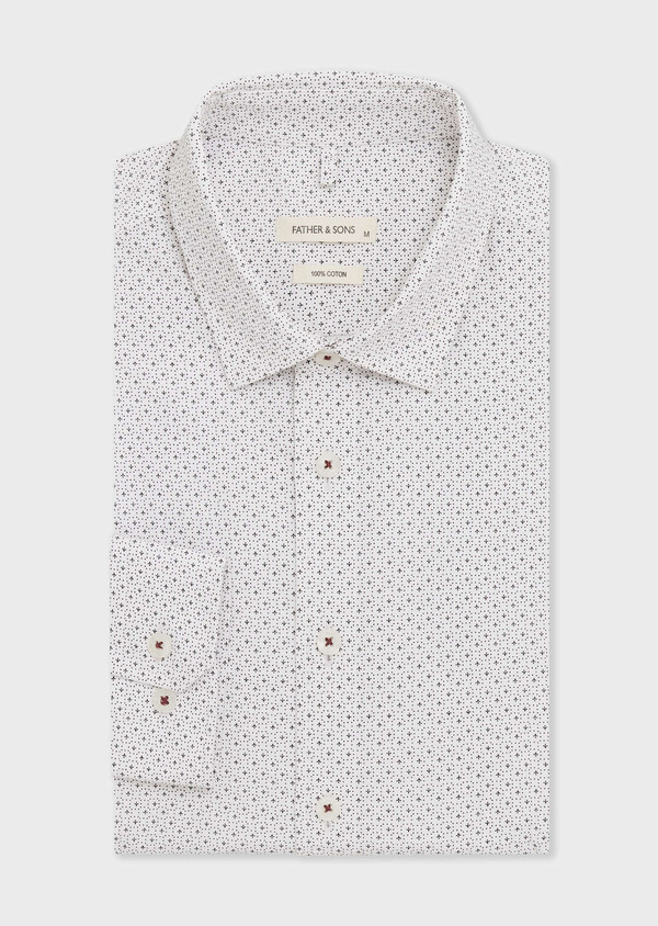 Chemise Slim en popeline de coton blanc à motif noir - Father and Sons 67917